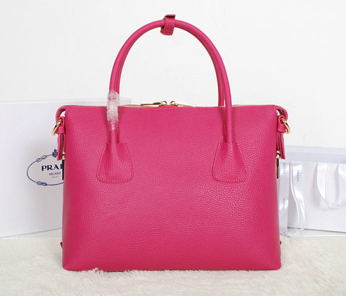 2014 Prada Grainy Calfskin Two-Handle Bag BN0890 rosered for sale